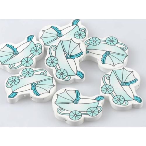 2018 Natural Wooden beads Baby Carriage Spacer Beads For Jewelry Making 36x29mm 20Pcs Mixed Color DIY MT2013X