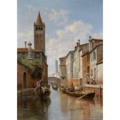 The canal boatman Scenery Art Needlework,Bricolage Cross stitch kits for Embroidery kits Canvas Patterns,DIY Handmade Decor