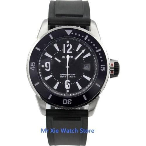 Bliger 43mm Miyota Automatic Mens Watch Luxury Brand Luminous Waterproof Rubber Strap Calendar Mechanical Wristwatches Men