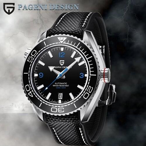 PAGANI DESIGN Mens Business Mechanical Watch Luxury Sapphire Glass Automatic Watch Stainless Steel 100M Waterproof Men Clock