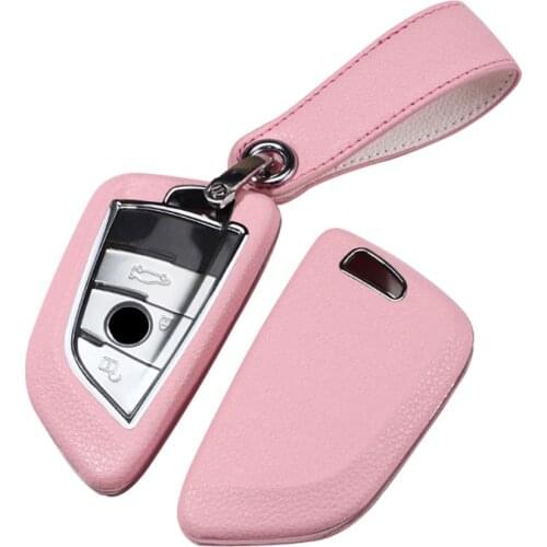 Kwaks Car Key Case For BMW Protective Macaron Color Shell PC Leather Cover With Keychain