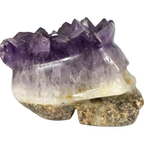Amethyst Stones Skull Specimen Wicca Raw Natural Quartz Purple Crystal Healing Home Decoration Crafts Gift Cluster