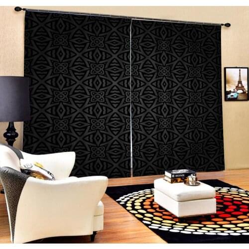 Black curtains Luxury Blackout 3D Window Curtains For Living Room Bedroom Customized size Drapes Cortinas