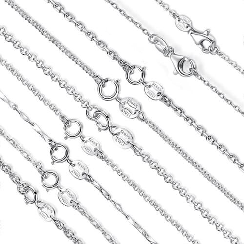 ELESHE New Classic Basic Chain Necklace 100% 925 Sterling Silver Women Necklace Link Chain Fashion Jewelry Collier Femme