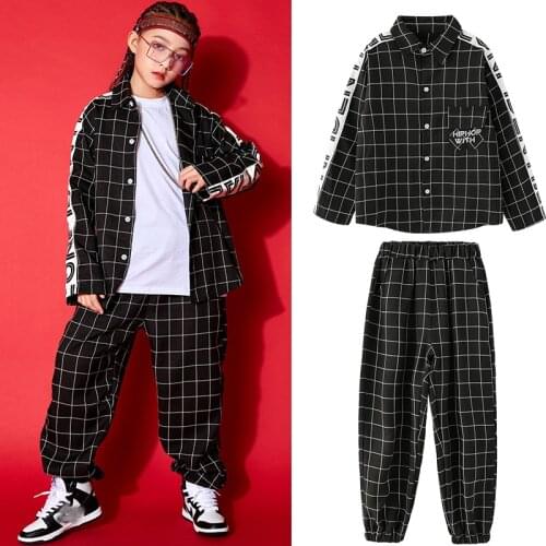 New Girls Hip Hop Costumes Handsome Suit Kids Jazz Performance Clothing Street Dance Outfit Children Modern Stage Wear DN6456
