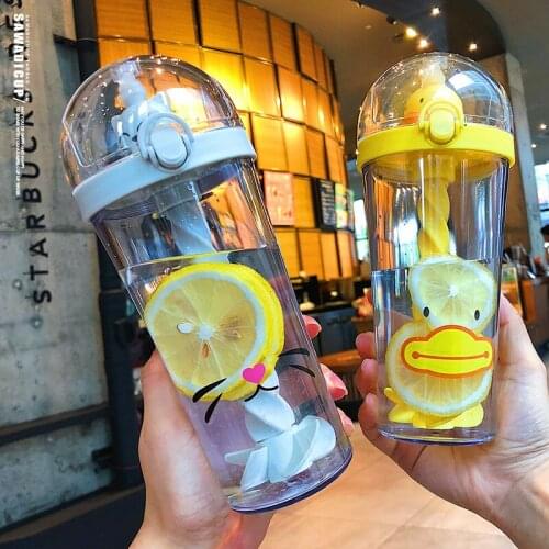 Cute mixing cup funny water bottle creative animal design with straw plastic cartoon mixing cup child girl heart ins photo gift
