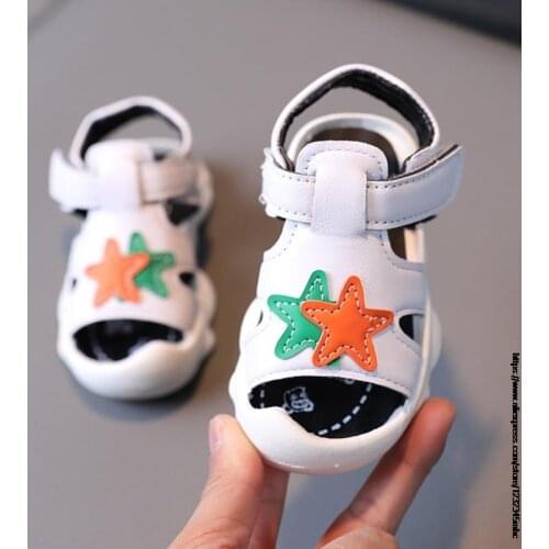 Cute summer baby sandals for girls boys sport leather children shoes little kids baby cartoon soft bottom toddler shoes
