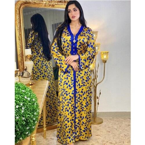 Muslim Robes Ladies Middle East Dubai Turkey Arab Ramadan Clothing Floral Long Sleeve Dress Stylish Elegant New Spring Summer
