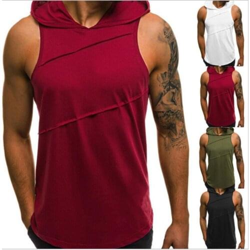 Men Short Sleeve Hoodie Mens Bodybuilding Hoodies Gyms Hooded Short Sleeve Fitness Clothing Muscle Shirt Cotton Slim Solid Cotto