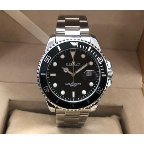 40mm GEERVO black or green dial Japanese quartz movement Rotatable bezel luminous mens watch Auto Date gr166-g8