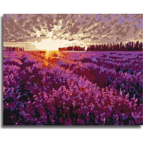The Lavander Filed Paint by Numbers Colorful Oil Painting Abstract 16x20 Framed DIY Paint by Numbers Kit for Adults Beginners
