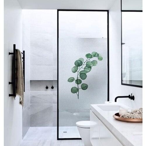 Nordic plants frosted glass stickers living room Chinese window stickers transparent light opaque bedroom decorative film