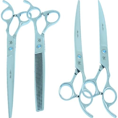 8.0" Big Pets Gromming Scissors Dogs Up Down Curved Shears Steel Sharp Edge Animals Hair Cutting Scissor Thinning Clipper B0041A