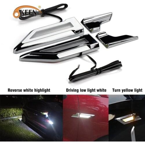 OKEEN 2pcs Universal 12V Fender Side Lamp For All Cars White Reverse Lights Turn Signal Lights Yellow For BMW LED Side Lights
