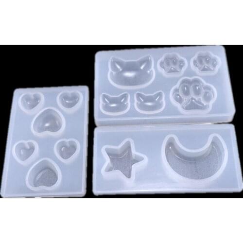 1Pcs DIY Resin Pendant Necklace Pendant Mold Resin Molds Cat Cat Claw Moon Star Heart Liquid Silicone Mold