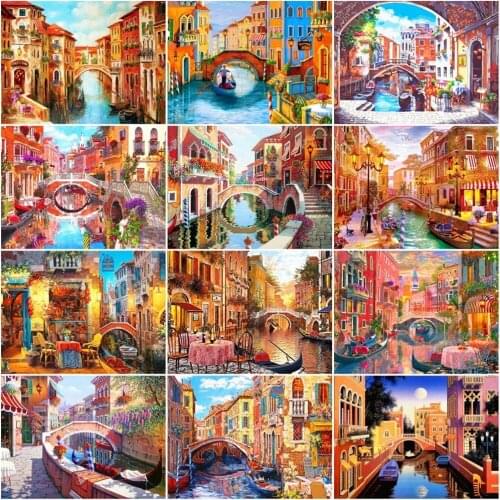 Full Square 5D Diy Diamond Painting Street House Cross Stitch Diamond Mosaic Landscape Rhinestone Embroidery Gift Art Home Decor