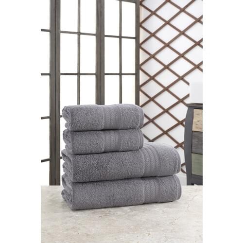 Özenev Hirry 70 X135 cm 50 X85 cm 4'lü Bath Towel Set Gray