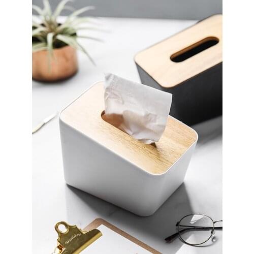 Japanese style simple wooden lid towel box living room household vertical paper tissue storage box napkin holder wood cover