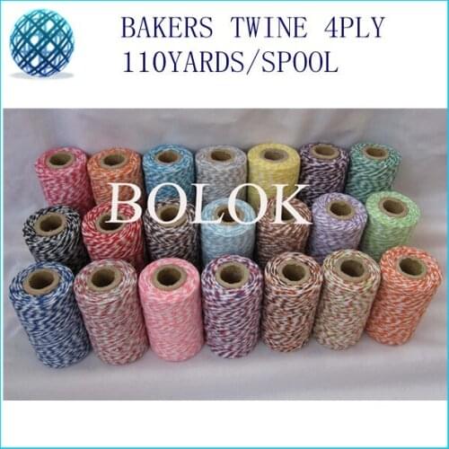 50pcs/lot thin-4ply Bakers twine (110Yards/spool) divine twine, DIY bakers twine 22 kinds color wholesales by free shipping