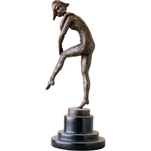 Clown Performance Statue Sculpture Hot Cast Bronze Vintage Europen Art Living Room Decoration