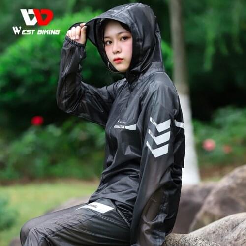 WEST BIKING Cycling Raincoat Outdoor Reflective Waterproof Bicycle Jacket Men Women Rainproof Cycling Set MTB Road Bike Raincoat