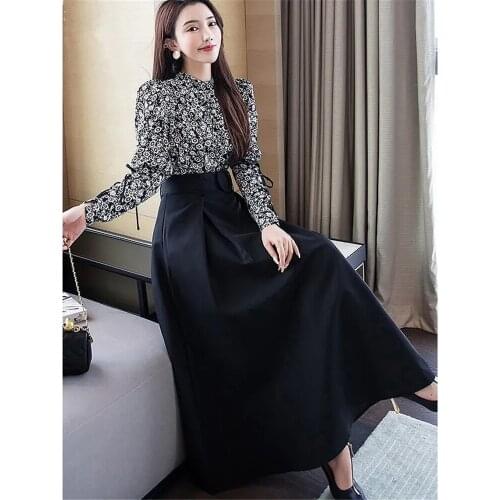 Office Ladies Formal Black Pleated Skirt Women High Waist Maxi Skirt With Belt 2021 New Korean Elegant Fashion Long Work Skirt