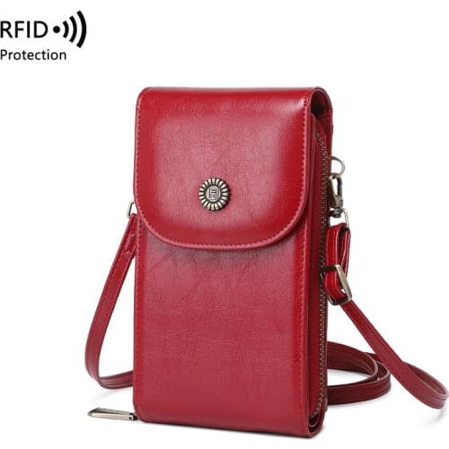 New Designer PU Leather Women Handbags Fashion Smartphone Cell Phone Small Bag Messenger Crossbody Bag Card Purse Pocket Zipper