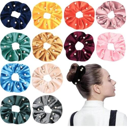 100pcs/lot DIY Simple Multi Fabrics Pleuche Nail Pearl Hair Bands Large Intestine Headropes Styling Tools Accessories HA1474