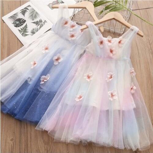 2021 Summer Girls Dresses Children Clothes Straps Baby Girls Dress Kids Princess Flowe Dress Baby Girls Dress Girls Outwear M35