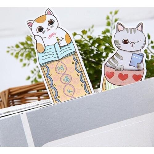30Pcs/lot Cute Cat Bookmark Paper Cartoon Animals Kids Student School Bookmark Promotional Gift Stationery Film Bookmark