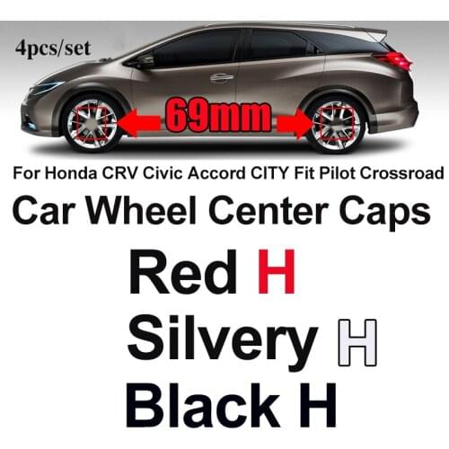 4pcs/set Red/Silver/Black H Logo 69mm Car Wheel Center Hub Cap Covers Emblem for CRV Civic Accord CITY Fit Pilot Crossroad