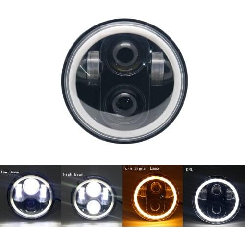5.75 Inch LED Headlight Motorcycle Projector White DRL Amber Angel eye for motor 883 iron, 883 sportster, touring road king