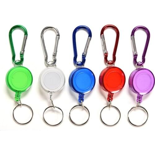 5pcs/set Retractable Pull Key Ring ID Badge Name Tag Lanyard Card Holder Recoil Reel Belt Clip Metal Housing Supplies