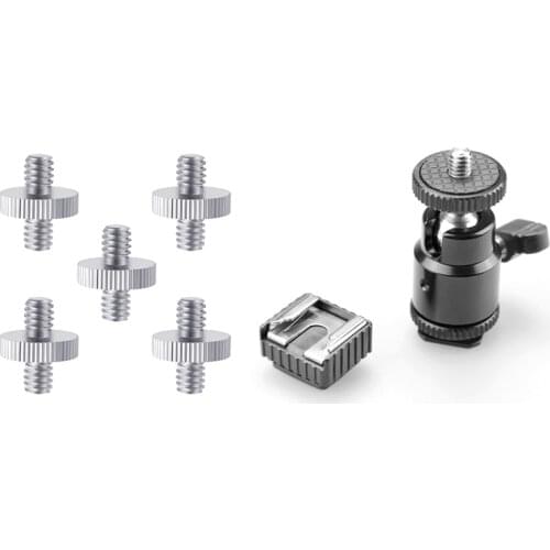 5 Pieces Metal Threaded Screw Adapter Tripod Screw Converter & 1x Lcd Monitor Adapter with Hot Shoe Cold Shoe Base