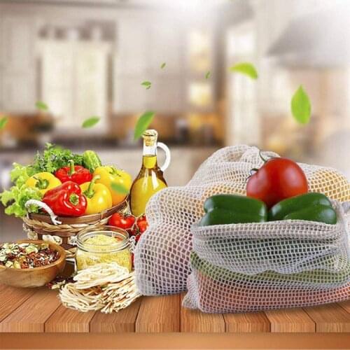 9Pcs/Set Organic Cotton Mesh Produce Bags Reusable Washable Storage Drawstring Bag for Shopping Grocery Fruit Vegetable 3 Sizes