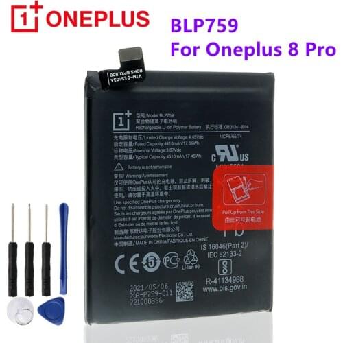 Original Battery BLP759 For Oneplus 8 Pro One Plus 8pro 4510mAh High Capacity OnePlus Mobile Phone Batteries Free Tools
