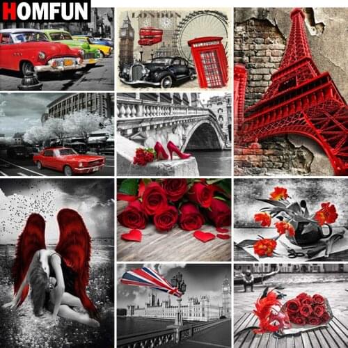 HOMFUN Full Square/Round Drill 5D DIY Diamond Painting "Paris street view" Embroidery Cross Stitch 5D Home Decor Gift