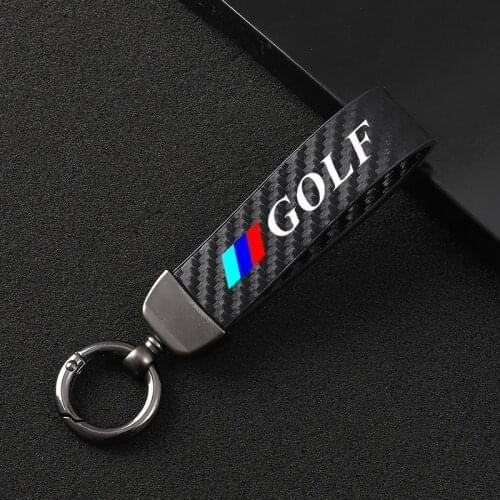 Car High-end sports customized carbon fiber leather keychain jewelry For Golf 4 5 6 7 MK4 MK5 MK7 MK6 golf car accessories