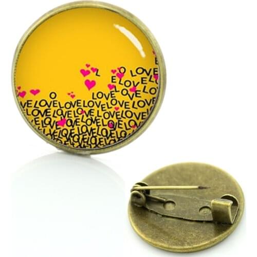 FAFREE Smiling Glass cabochon dome badge pin Jewelry Fashion love heart Christmas gift for men women Smile Face Brooches C218