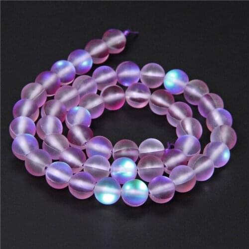 Purple Moonstone Beads Round Frost Matte Loose coffee color shiny Spacer Beads For Jewelry Bracelet Necklace Making