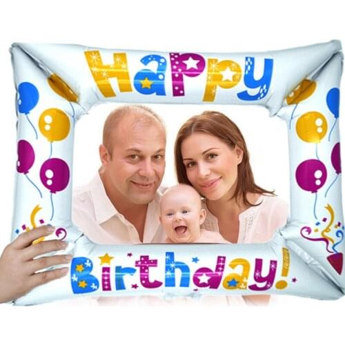 Birthday Photo Booth Foil Balloons Happy Birthday Balloon Photo Frame Photo Props Birthday Party Decorations Inflatable Toys Hot