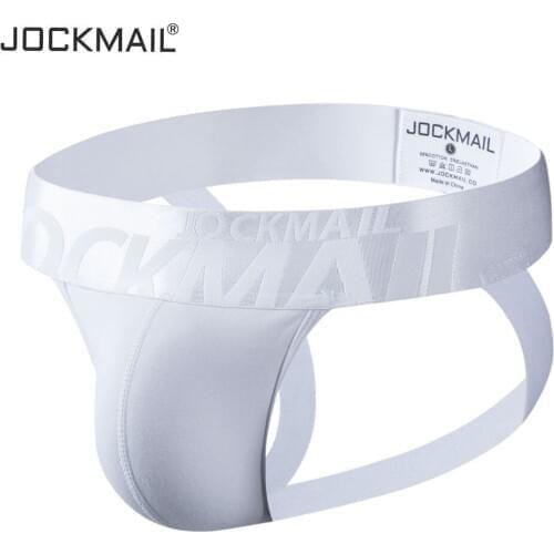 Jockmail Jockstrap Sexy Gay Underwear Men String Homme G String Men Thong Penis Pouch Briefs Slip Cotton Breathable White Black