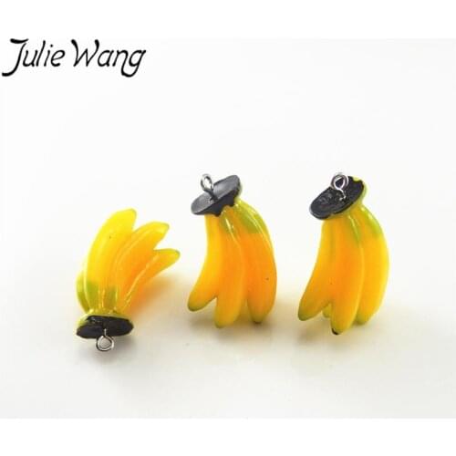 Julie Wang 5pcs Resin Banana Fruit Charm For Necklace Pendant Earrings Findings Jewelry Making DIY Accessories Handmade crafts
