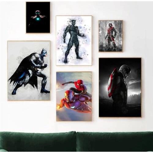 Marvel Avengers Canvas Painting Captain America Iron Man Spiderman Posters and Prints Wall Art Picture for Living Room Decor