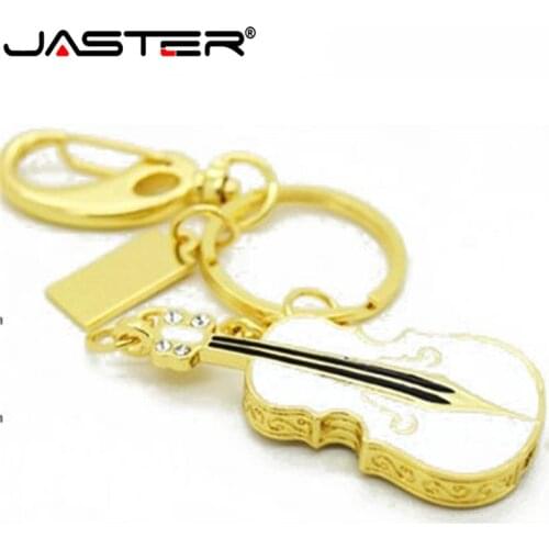 JASTER Metal mini Violin Guitar crystal USB Flash Drive pen drive 64GB/16G/32GB memory stick usb 2.0 USB creativo diamond U disk