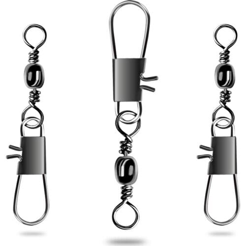 LEDIAO 30pcs Fishing Connector Pin Bearing Stainless Steel Snap 28-48mm Rolling Swivel Fishhooks Lures Carp Fishing Accessories