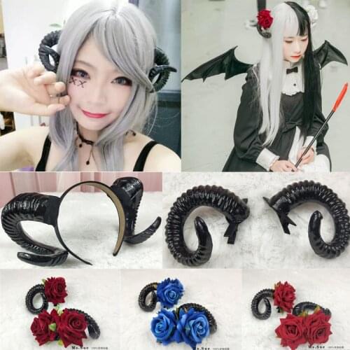 Small Ram Horns Simulation Plastic Goats Horn DIY Cosplay Flowers Headband Goat Horn Artificial Sheep Horns Halloween Props suit