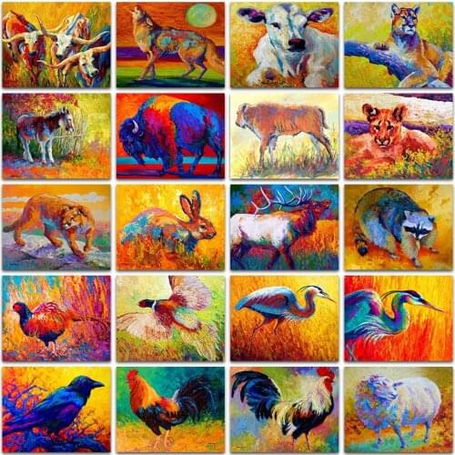Diamond Painting Kit Paint Animals Tiger Lion Cow Cock rabbit sheep deer raccoon embroidery mosaic Cross stitch Home Decor Sale