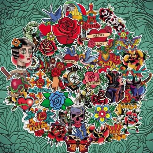 10/30/50/100PCS Retro Beauty Tattoos Cool Stickers Skateboard Guitar Laptop Car Phone Waterproof Graffiti Decal Sticker Kid Toy