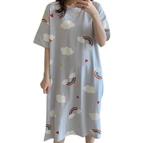 Women Cotton Sleepshirts Nightgowns Cartoon Night Dress Fashion Girls Nighty Sleepwear Ladies Nightwear Summer Homewear